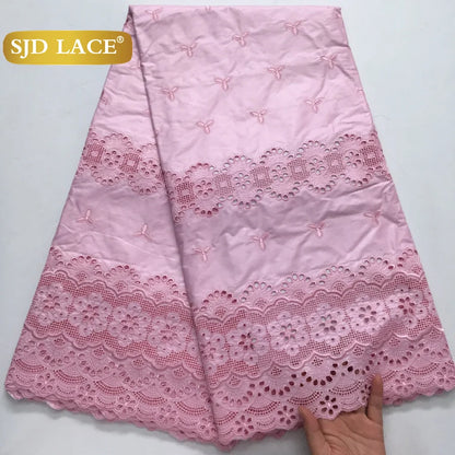 SJD LACE Swiss Voile Lace Fabrics Dubai African Cotton 5 Yards 2025 Latest African Nigerian Cotton Lace for Dresses Sew 4271