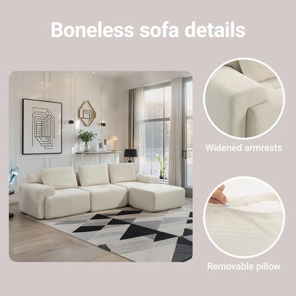 Fefances L-Shaped Sectional Couches for Living Room with Memory Foam & Steel Frame - No Assembly Convertible Sofa Bed, Modular