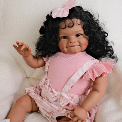 1PC 24 "weight pink raw doll with soft vinyl limbs and body - includes clothes, accessories, soothing items and bottles