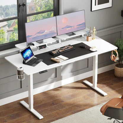 Standing Desk w/ 2 Adjustable Monitor Shelves,Electric Stand Up Desk with Memory Controller & Adjustable Height