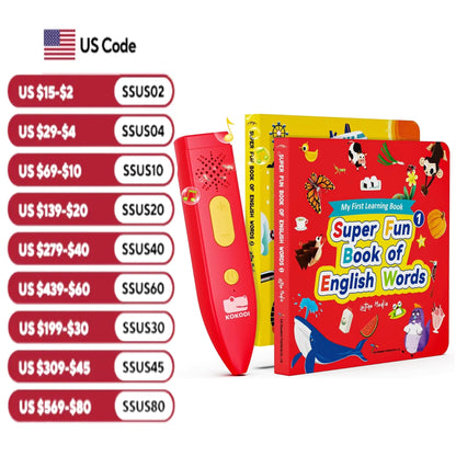 Talking Pen Books Sets, Interactive Audio Sound Books Kids Learning Electronic Toys for Boys Girls, Autism Sensory Games