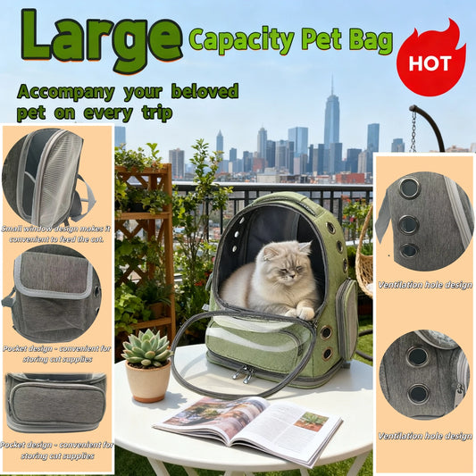 Transparent Pet Carrier Backpack Ideal Cat Accessories Outdoor Pet Shoulder Bag Breathable Pet Supplies With Ample Ventilation