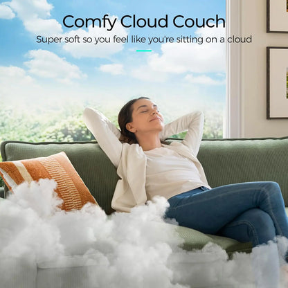 Cloud Sofa Accent Chair with Ottoman, Corduroy Couch for Living Room Apartment Bedroom Office in Green