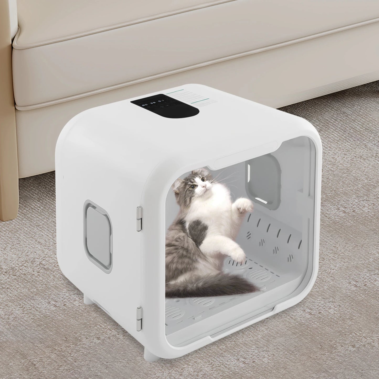 71 L / 64.47 Qt Pet Dryer Box, 1-4 Gears Speed Adjustable, Quiet Smart Drying Blower for 2-3 Cats & Small Dogs 110-125V