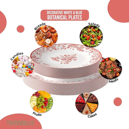Disposable Plates For Party Supplies Pink Floral Plastic Plates For Wedding 40 Pcs 20 X 8 20 X 10 Dinner Plate Sets Floral Plat