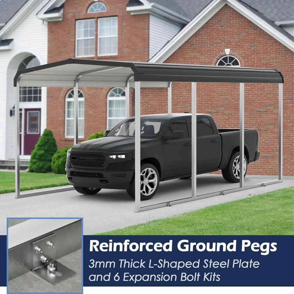 Metal Carport, Heavy Duty Carport Canopy with Galvanized Steel Frame and Roof, Outdoor Storage Shed, Car Tent Garage Shelter