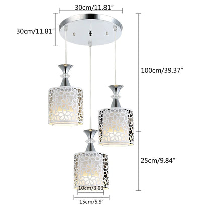 3 Lights E27, Dining Room Chandelier, Modern Petal Ceiling Light, LED Pendant Lamp