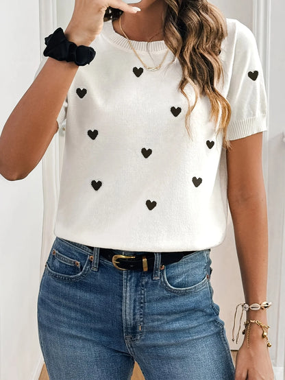 Autumn and Winter New Fashion Woman Sweater Casual Simple Knitted Round Neck Short Sleeve Tops Women's Clothing