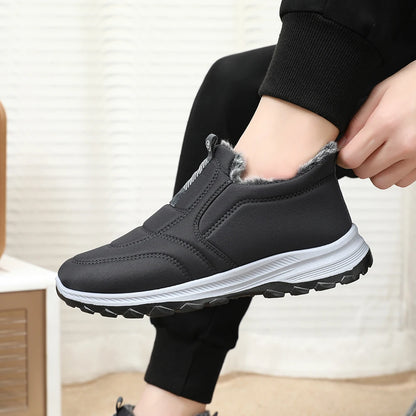 Mens Snow Boots Lightweight Thermal Ankle Boots Comfortable Slip On Sneakers Winter Thick Fur Shoes for Travel Hiking