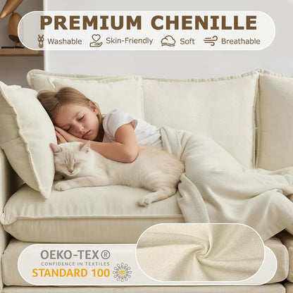 78" Modular Sectional Sofa, Cloud Couch Loveseat Sofa, Deep Seat Washable Chenille Fabric Sofa with Throw Pillows,, Customized
