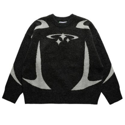 Autumn Winter Women Retro Pullover Sweater Fashion Long Sleeve Star Pattern Y2K Sweater Lady Casual Harajuku Knit Sweater Unisex