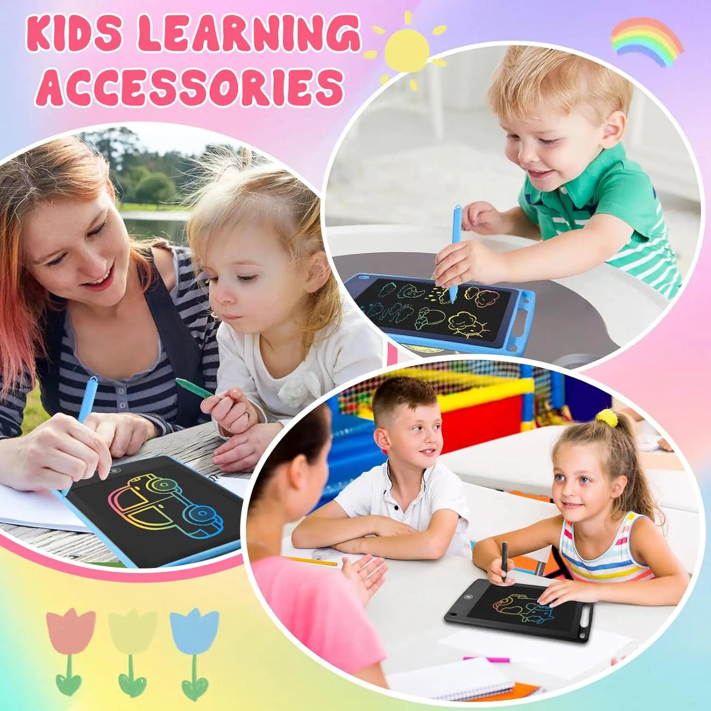 12 Pack LCD Writing Tablet for Kids, 6.5 Inch Colorful Doodle Board Drawing Tablet,toys for children，educational toys