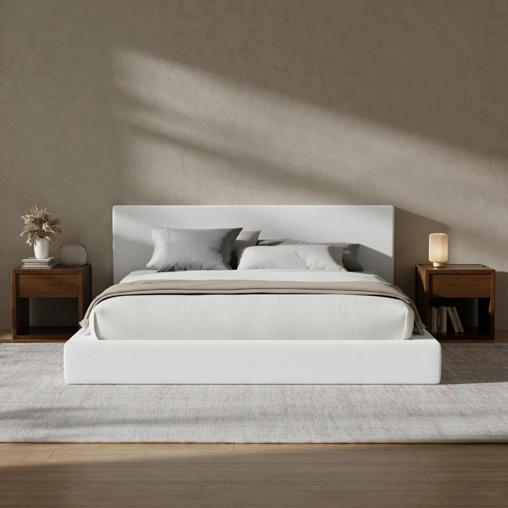 Cloud Upholstered King Bed Frame with Headboard, 5 Inch Foam Padded Platform, No Box Spring, Easy Assembly,Customized