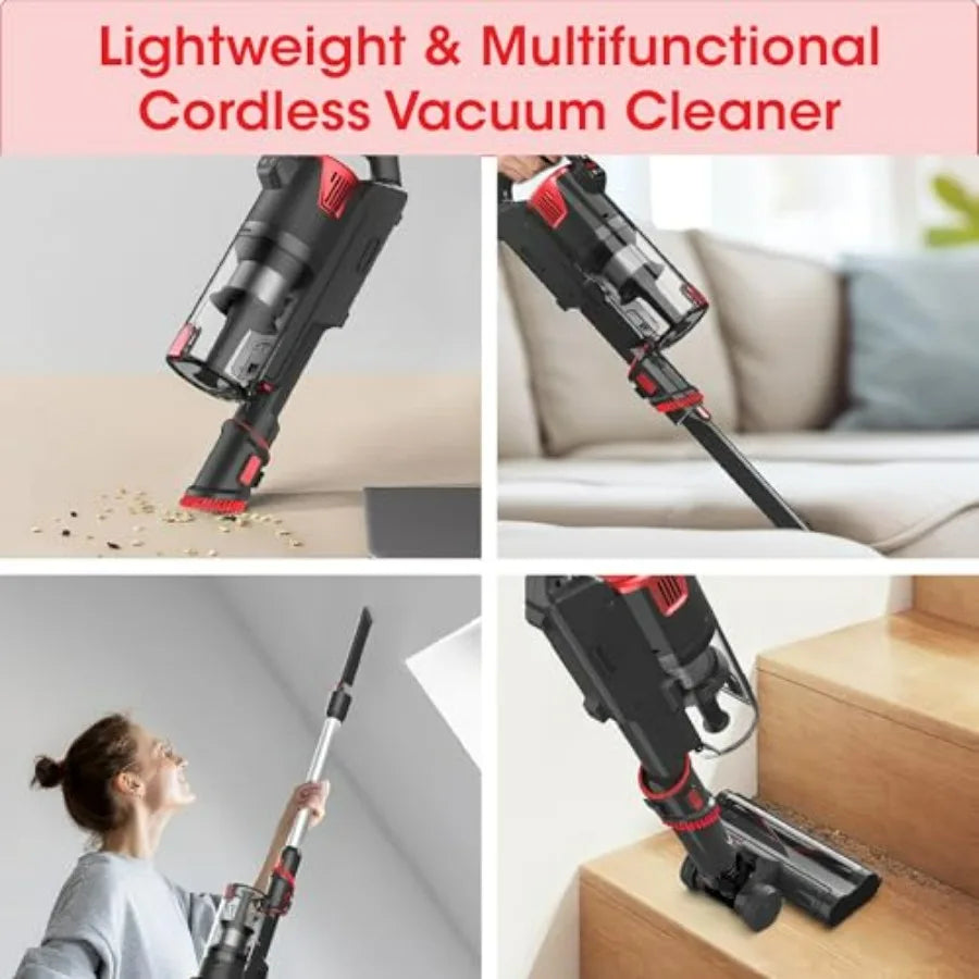 Cordless Vacuum Cleaner with Self-Standing,45KPA Stick Vacuum, 88,000RPM Brushless Motor & LED Display, Anti-Tangle, Lightweight