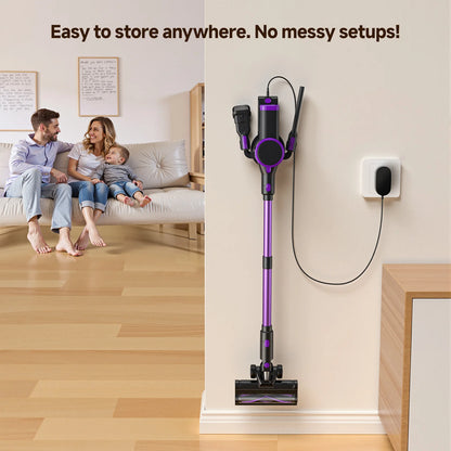 Lubluelu 35Kpa 6-in-1 Self-Standing Cordless Vacuum Cleaner with Green Light 55dB Low noise for Carpet Pet Hair Self-Standing