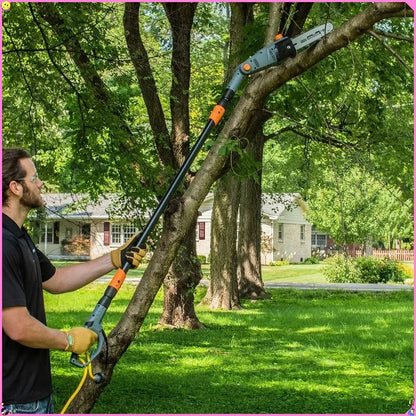 10" 8-Amp Corded Electric Pole Saw - Adjustable Saw Head, Oregon Blade and Chain, Easy Storage