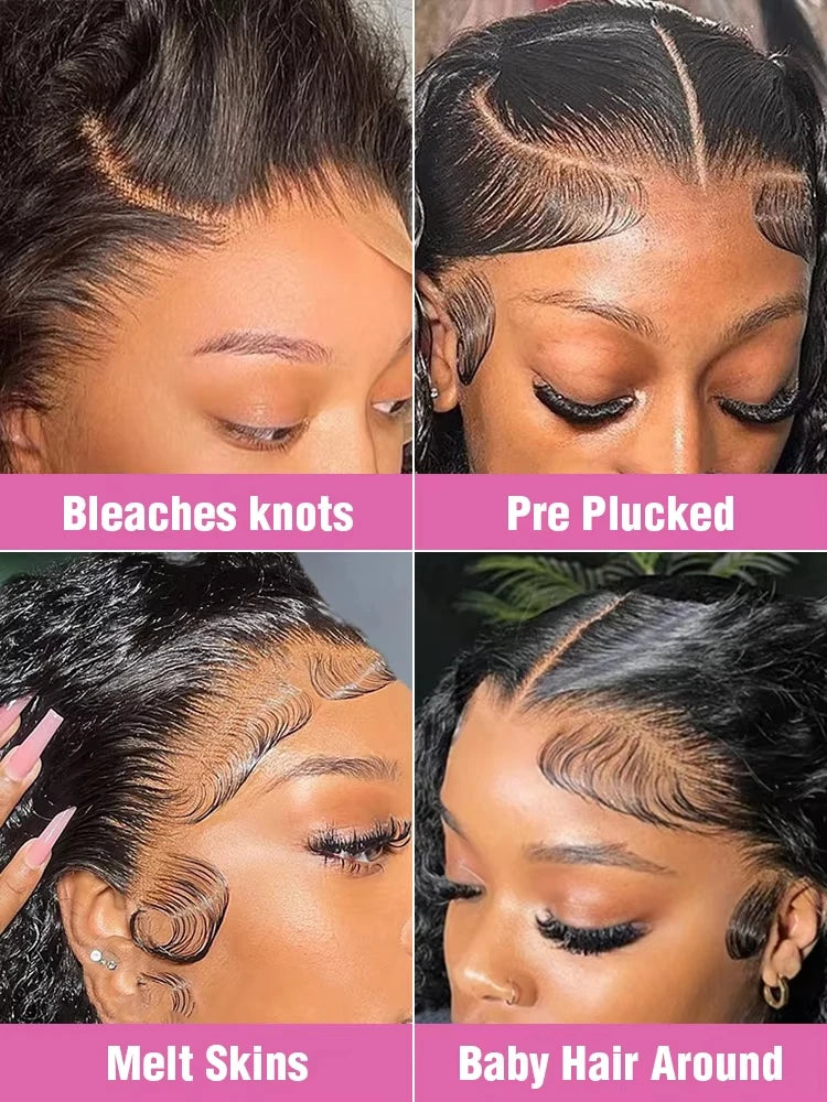 220 Density 40 44 Inch13x6 HD Bone Straight Lace Frontal Human Hair Wigs Brazilian Black 360 Full Lace Wig For Women Preplucked