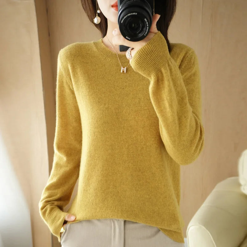 Autumn And Winter Cashmere Sweater Women's Crew Neck Pullover Casual Knitted Top Women's Short Undercoat Fashion 18 Colors
