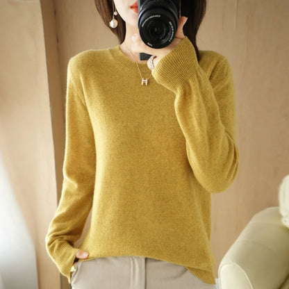 Autumn And Winter Cashmere Sweater Women's Crew Neck Pullover Casual Knitted Top Women's Short Undercoat Fashion 18 Colors