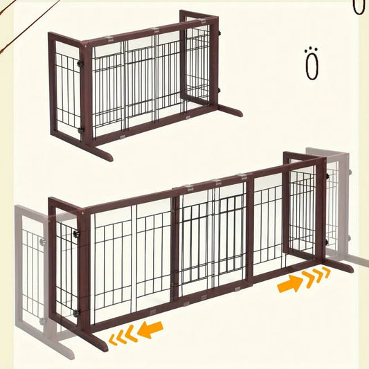 38"-71" Freestanding Pet Gate Foldable Puppy Fence Dog Gate Doorway, Freestanding Foldable Wire Pet Gate, Pet Puppy Safety Fence