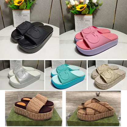 Designer Sandal Women Men Rubber Leather Slide Sandal Dress Shoe Wedges Sandal Beach Slippers Luxury Summer Platform