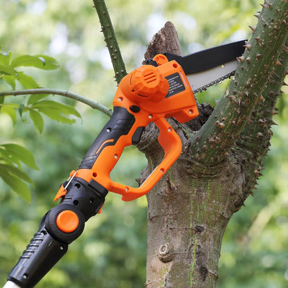 2-in-1 Cordless Pole Saw & Mini Chainsaw, 20V 4Ah Battery Pole Chainsaw, Cutting Capacity 8 Ft Reach Pole Saw For Branch