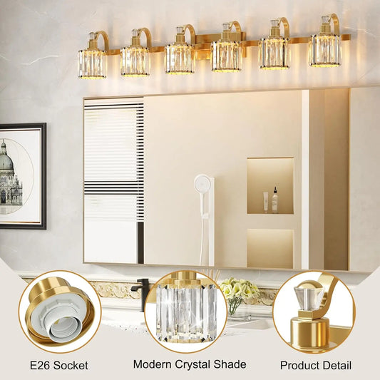 Crystal Gold Bathroom Vanity Light 6 Light Modern Bathroom Vanity Light Fixtures Over Mirror Modern Crystal Vanity Lighting