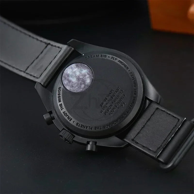 Stylish 2025 Moon Landing Commemorative Watch - Six-Hand Quartz Chronograph for Space Enthusiasts