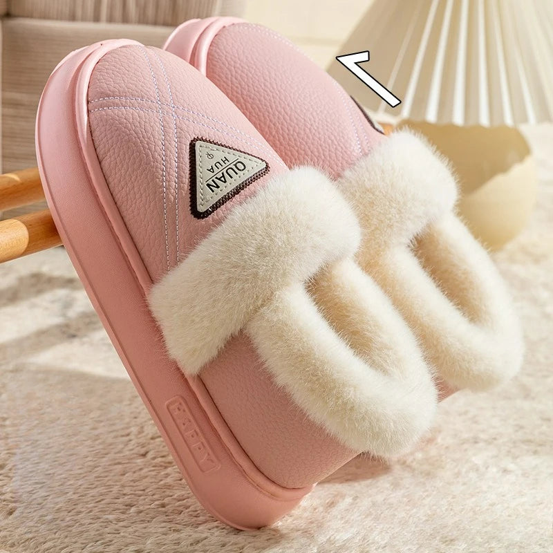 New Fashion Women's Cotton Slippers Men Winter Warm Home Cotton Shoes Waterproof Garden Shoes Indoor Slip on Concise Shoes