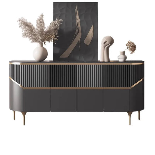 Italian light luxury porch cabinet entrance door living room modern simple decorative storage black rock slab dining side