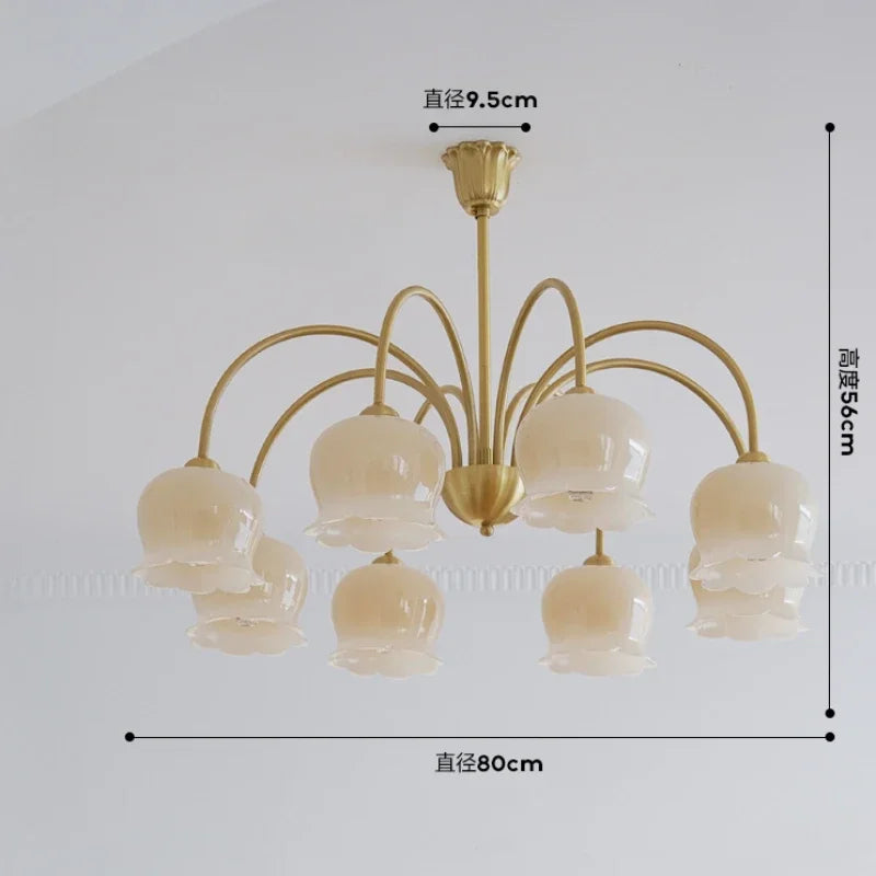 Vintage Flower chandeliers Cream Living Room Pendant Light Antique Homeowner Bedroom Lighting American Light Luxury Light lustre