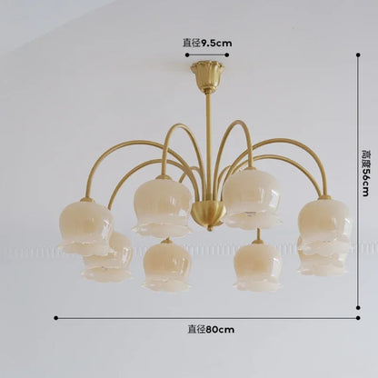 Vintage Flower chandeliers Cream Living Room Pendant Light Antique Homeowner Bedroom Lighting American Light Luxury Light lustre