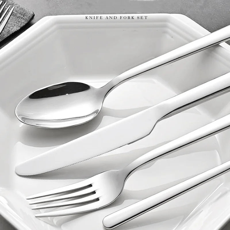 5PCS premium quality 420 and 18-10 Stainless steel Dinnerware Set cutlery set steak knife and fork dessert fork and spoon