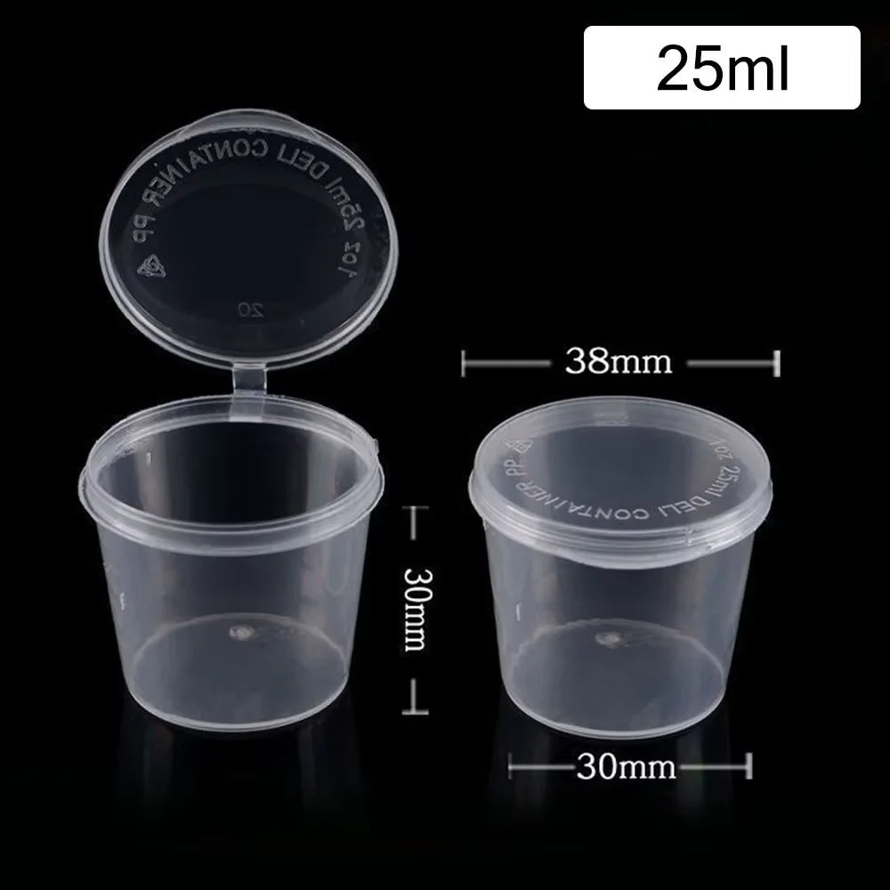 50-200pcs Clear Plastic Sauce Jars with Lids Small Sauce Cup Disposable Food Containers Sauce Pots for Kitchen Food Storage