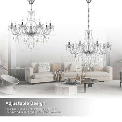 8Arms Modern Crystal Chandelier Luxury Crystals Lights Home Living Room Bedroom Wedding Decor Hanging Lamp Lobby Suspension