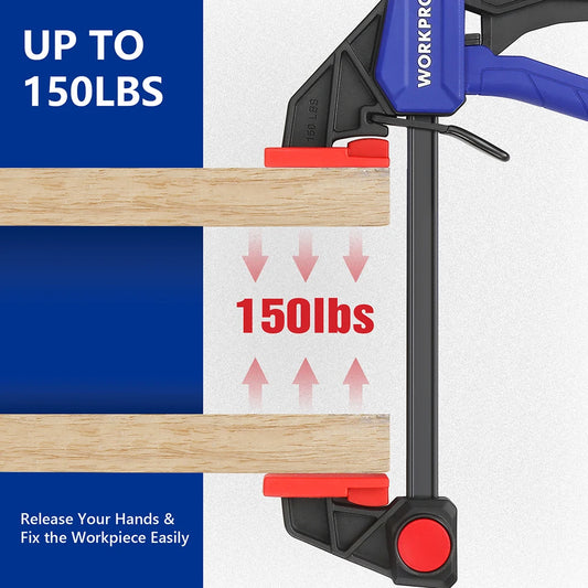 WORKPRO 4 Piece Bar Clamp Set Woodworking Work Bar F Clamp Clip Set 4.5-inch & 6-inch DIY Carpentry Hand Tool Gadget