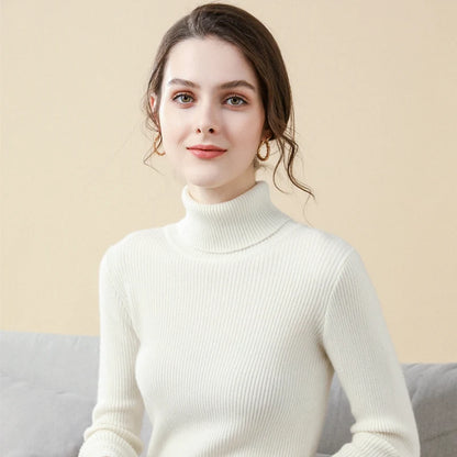 Sweater Women New Arrival 2025 Autumn Winter Turtleneck Sweaters Korean Style Simple Base Layer Pullover Thick Solid Slim Tops