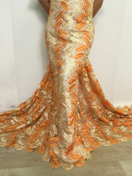 Kalume 2025 African Cord Lace Fabric with Sequins Nigerian Guipure Lace Fabric Ship From U.S. for Sewing Luxury Dress F3666