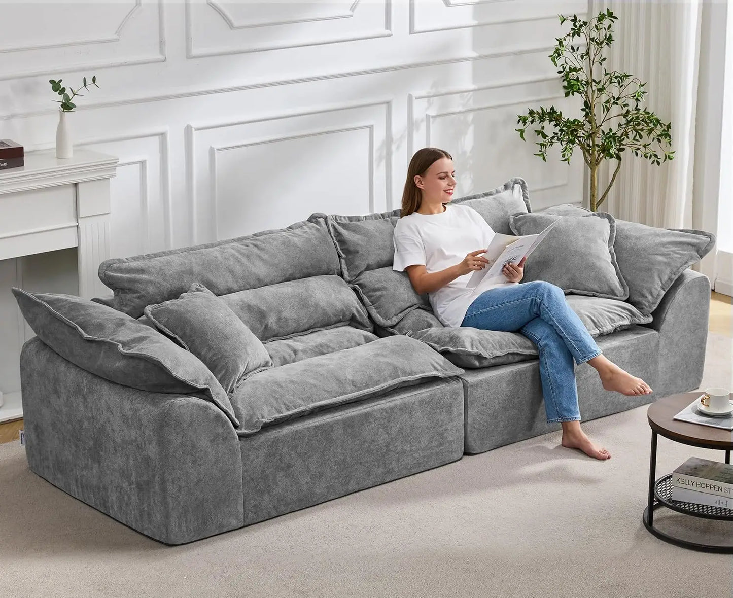 104" Sectional Sofa Couches 3 Seater Modular Sofa, Boneless Couch, Cloud Couch with Removable Cushion, Modular, Customized