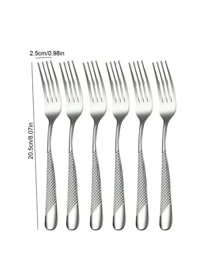 6pc/30pc Stainless steel silver high-end star diamond tableware set knife, fork and spoon dessert fork and spoon
