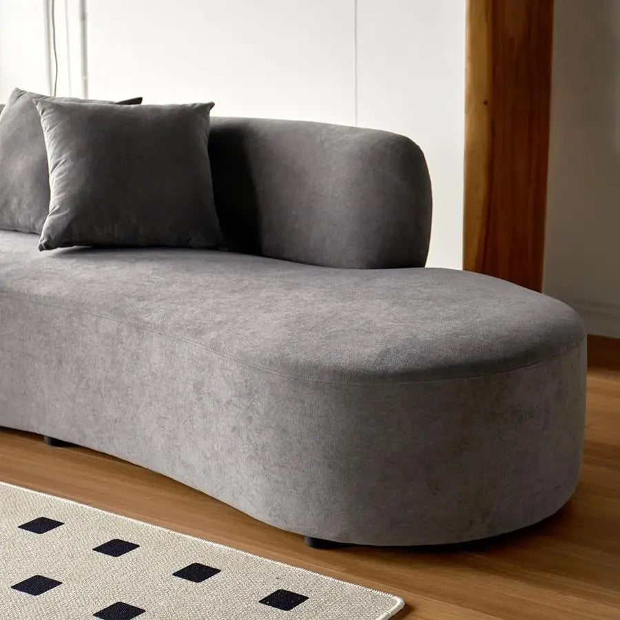 Curved Sofa with Throw Pillows, 4 Seater Luxury Velvet Couch with Half Moon Design and HighDensity Foam, Ideal for Modern Livin