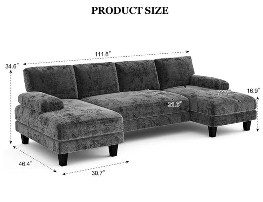 U Shaped Sectional Couches for Living Room, 111 Inch Modular Sofa with Double Chaise, Large Lounge Couch for, Customized