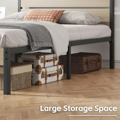 Bed Frame with Headboard and Footboard, with Under Bed Storage, AllMetal Support System, No Box Spring Needed, Easy Assembly, Be