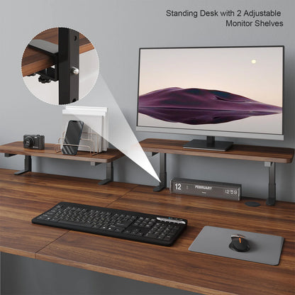 Standing Desk w/ 2 Adjustable Monitor Shelves,Electric Stand Up Desk with Memory Controller & Adjustable Height