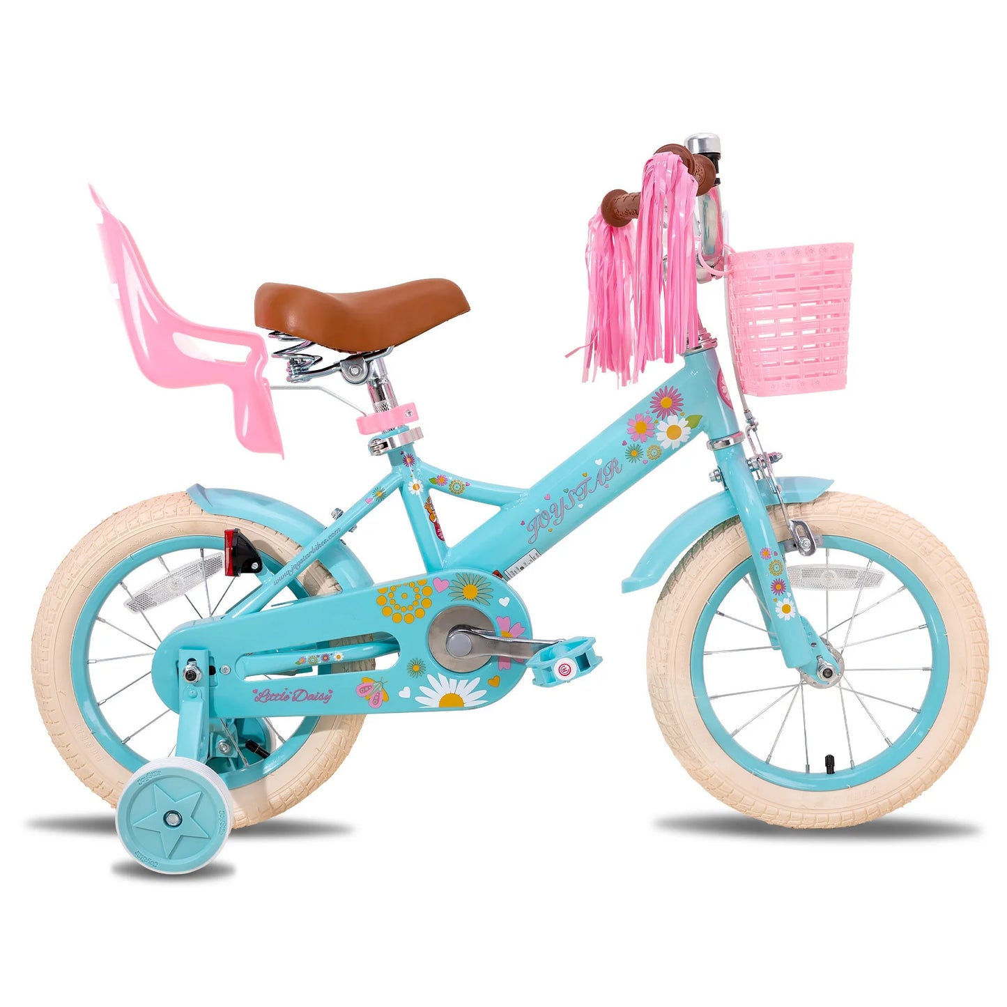 JOYSTAR Kids Bike for Ages 2-7 Years kids, 12 14 16 Inch Girls Bikes with Doll Seat & Streamers, Boys Bike with Flag & Plate