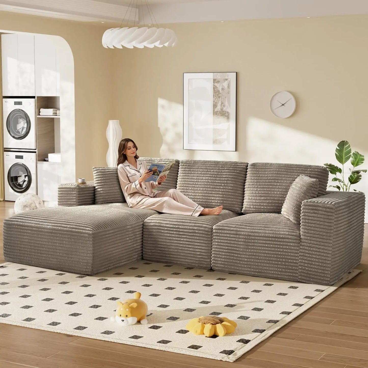 108" Comfy L Shaped Sectional Couches, Modular Sectional Sofa Boneless Cloud Couch for Living Room, Modern Deep Seat Cozy