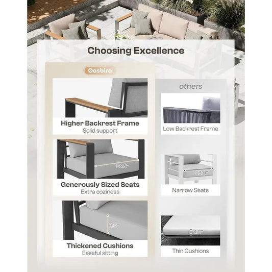 Gray 4-Piece Outdoor Patio Furniture Set with Cushions, Ideal for Balcony, Deck, and Poolside Relaxation