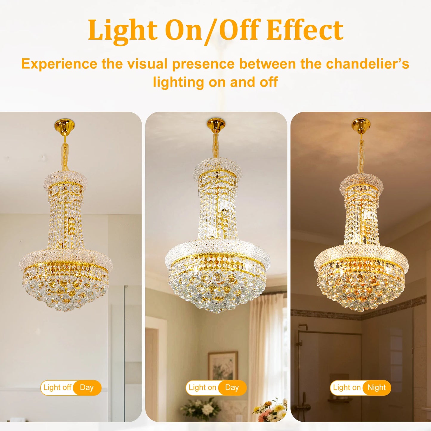 Modern Luxury Crystal Chandelier Empire Style Chandelier Pendant Ceiling Light Fixture for Living Room Stairway Bedroom Foyer
