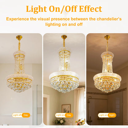 Modern Luxury Crystal Chandelier Empire Style Chandelier Pendant Ceiling Light Fixture for Living Room Stairway Bedroom Foyer