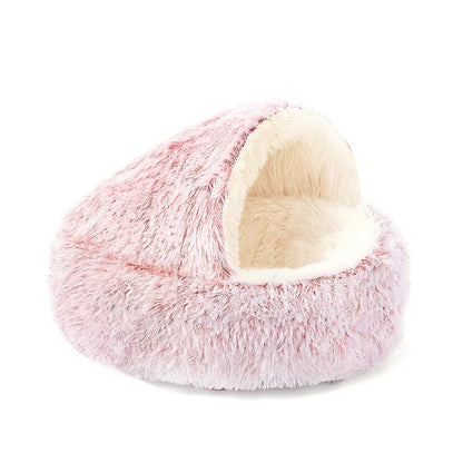 Autumn and Winter soft plush pet bed and pet bed Winter warm and cold plush comforter nest Shell cat nest semi-enclosed cat nest